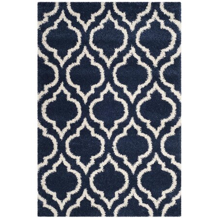Flowers First 5 ft. 1 in. x 7 ft. 6 in. Hudson Shag Power Loomed Rug, Navy & Ivory - Medium Rectangle FL1909631